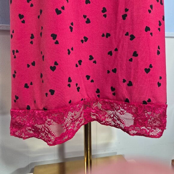 Secret Treasures 3X (22W-24W) Bright Pink Hearts Lace Trim Open Back Nightgown - Picture 3 of 12